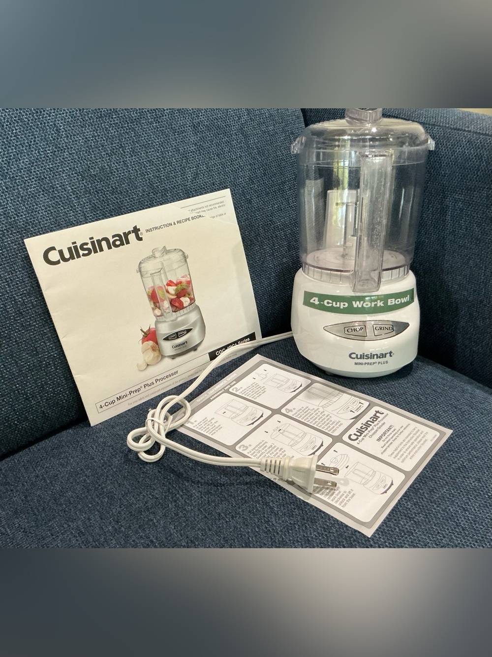 Cuisinart Mini-Prep Plus Food Processor Chop/Grind 4-Cup Bowl White NO BLADE